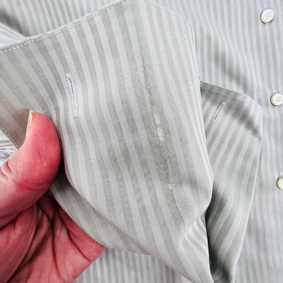 Brooks Brothers Shirt Women's 10 Grey Cotton Semi Fitted French Cuffs Button Up - Picture 6 of 10